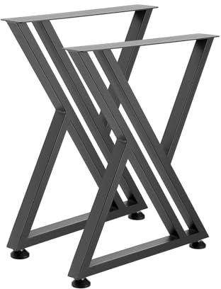 VEVOR Pieds de Table en Forme de Z 740x610 mm Lot de 2, Pieds de Bureau en Acier au Carbone, Charge Max. 1000 kg pour Table à Manger, Bureau, Établi, Plan de Travail et Table de Bar, avec Patins, Noir