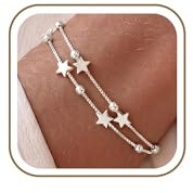 FENNELISA S925 Star Bracelets for Womens, Adjustable Layered Sterling Silver Friendship Bracelet Thoughtful Christams Birthday,Best Friend,Anniversary,New Year Gifts for Women