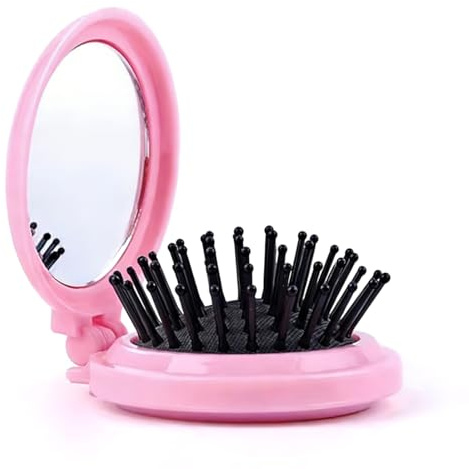 UYVPAER 1 Pieza Cepillo Para El Cabello - Mini Cepillo Para El Cabello,Cepillo Plegable,Con Espejo Cosmético, Reduce La Electricidad Estática, Para Hombres, Mujeres Y Niñas