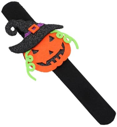 Pulsera de fieltro con purpurina de Halloween, con dibujos animados, calabaza, gato, para niños y adultos