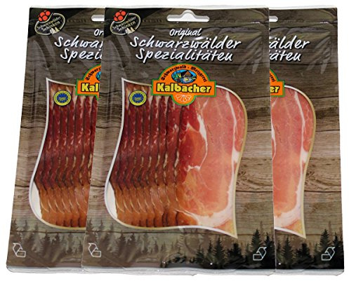 Schwarzwälder Schinken, 3x 100g Packung Feinschnitt - Deutsche Produktion - Traditionell geräuchert - Einzigartiger Geschmack