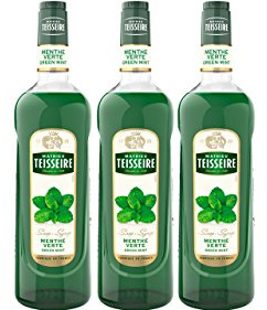 Lot de 3 sirops de Menthe Verte Mathieu Teisseire, pour boissons, cocktails avec ou sans alcool, thés, sodas, chocolats, cafés, milkshakes, 3 bouteilles de 1L