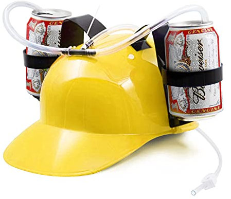 BeerHelmet® Cappello da Birra Giallo | Cappello Anti-sete | 2 portabevande con cannucce Integrate riutilizzabili | Taglia Regolabile | Gioco bevente | Creato e sviluppato da OriginalCup®