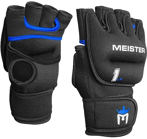 Meister Elite 1 lb Neopren-Gewichtshandschuhe für Cardio & Heavy Hands (Paar) – 1 lb x 2 – Schwarz/Blau