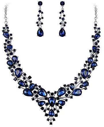EVER FAITH Damen Schmuckset Brautschmuck Set Kristall Blume Blatt Rebe Teardrop Hochzeit Halskette Ohrringe Set
