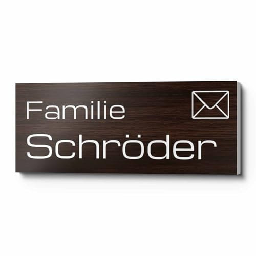 Klingelschild Türschild mit Gravur Türschilder in versch. Größen und Farben für die Haustür - Briefkasten Namensschild selbstklebend Briefkastenschild Rot Schwarz Holz Weiß