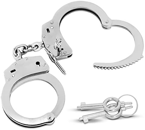 VIKING GEAR® echte Profi Handschellen aus gehärtetem Stahl in silber mit 2 Schlüsseln - Behördenqualität - Security Zubehör – Handschelle Sex - Handcuffs sex