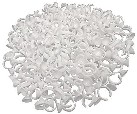 200 PCS Titulaire de colle pour cils,Glue Anneaux,Porte Colle pour Cil pour Cils Extensions,Maquillage et Sourcils,Ongle Art Tatouage colle Titulaires, Pigment Ink Anneaux Tasses(Blanc)