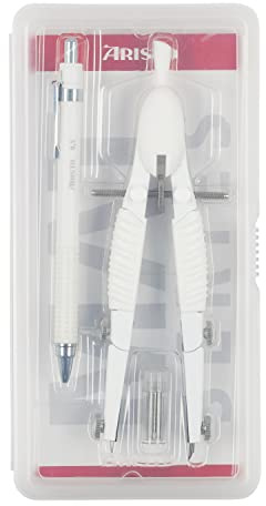 Aristo AR55800 Topline Mat Series Schnellverstellzirkel & Druckbleistift (Kreise bis 370 mm Durchmesser, Ersatzminen, Schenkel aus Zinkdruckguss) weiß