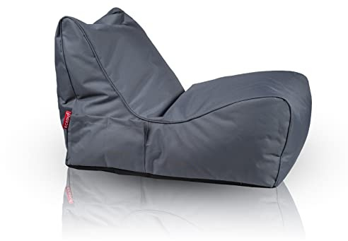 Ecopuf - Flavio Polyesterpuff - Sittpuff med förvaringsficka och handtag - Sittpuff fåtölj med handtag - polystyrenfyllning - 80x60x60cm - XL - Grå Nc16