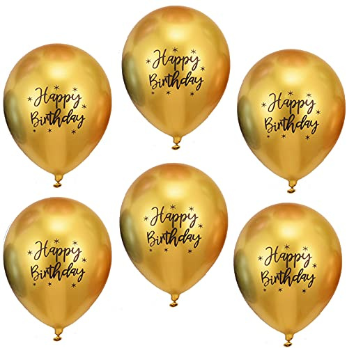 Happy Birthday Gold Metallic Luftballons，20 Gold Luftballons Metallic Deko zum Geburtstag Party Kindergeburtstag Happy Birthday Dekoration