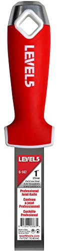 1 Soft-Grip Stainless Steel Drywall Joint Knife - LEVEL5 | Pro-Grade | Comfortable Finishing Hand Tool | Metal Hammer End | Sheetrock Gyprock Plasterboard Mud | 5-147
