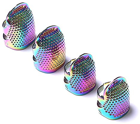 AXEN 4 Pieces Sewing Thimble, Metal Dazzle Gold Sewing Thimble Finger Protector, Accessories DIY Sewing Tool, Two Size 4 Pieces