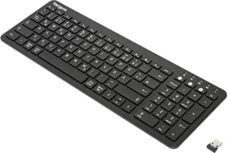 Targus Antimikrobielle Universal-Bluetooth Tastatur– PC und Tablet Tastatur für bis zu 3 Geräte – kabellose Tastatur mit antibakterieller DefenseGuard Schutzschicht – schwarz, AKB863DE