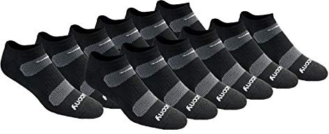 Saucony löparstrumpor för män (paket med 6), Svart bas (12 par), M