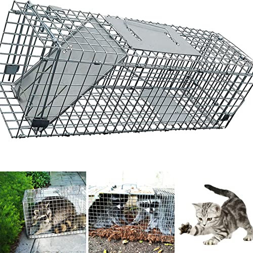 Collapsible Humane Animal Rodent Rat Pest Trap Cage Large for Home,Garden,Garages, Live Catch Feral Cat Cage With 1 Door, No Kills Traps Humane Cage for Mice and Small Rodent Animals,24 x 7.5 x 8.3