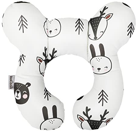 IBLUELOVER Oreiller de Voyage Bébé Enfant Coussin Soutien Tête et Cou Ultra Doux Oreiller Cervical Motif Mignon Animaux Oreiller de Sommeil Coussin de Cou pour Voiture Avion Train Siège Poussette