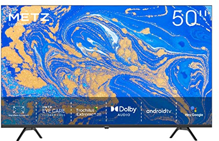 Metz Smart TV, Serie MUC6110, 50 (126 cm), LED, 4K, Versione 2022, Wi-Fi, Android 10.0, HDMI, ARC, USB, Slot CI+, Dolby Audio, DVB-C/T2/S2, HEVC, boundless, Nero [Classe di efficienza energetica G]