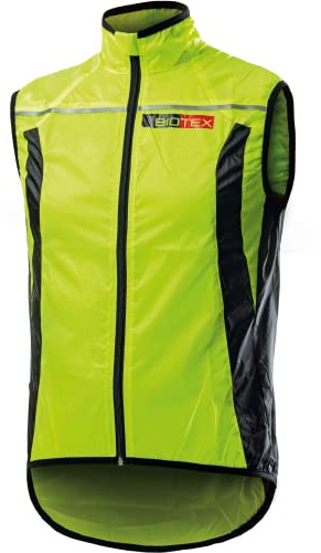 BIOTEX Gilet X-Light Unisex, Tessuto Ultraleggero Anti-Vento, Rete Posteriore Traspirante, Giallo Fluo, M