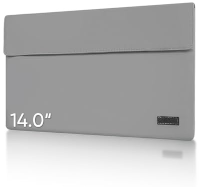 ARZOPA 14.0 Laptop-Hülle mit PU Leder, wasserdichtes und untere Schicht Material,weiches Futter, mit starken Magnetverschluss, kann für die Lagerung aufgerollt Werden, leicht zu tragen (grau)