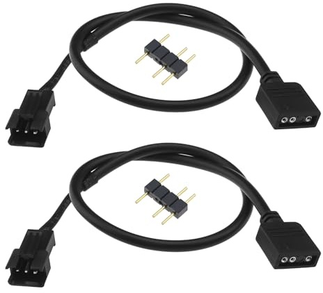 EMSea 2 Stück 3-polige RGB Lichtleisten Konvertierungskabel Computer Motherboard Beleuchtungskonvertierungsleitung Kompatibel mit Alphacool Ice Control Systemen 3-polig auf 3-polig ARGB 30cm