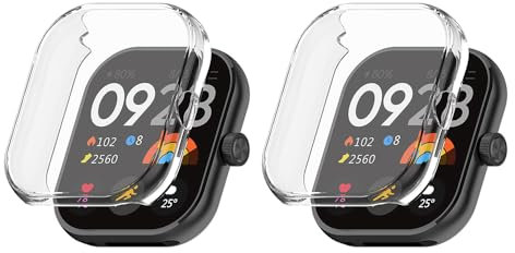 TIMEYUE Funda para Xiaomi Redmi Watch 4 con Protector de Pantalla, [Paquete de 2] [Antiarañazos] Funda de TPU Blando Electrochapado para Redmi Watch 4-Transparente