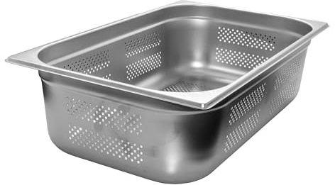 AcMax GN 1/1 Gastronormbehälter GN-Behälter Edelstahl 21 Liter Tiefe 150mm GELOCHT