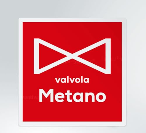 GLOBAL CARTELLO SEGNALETICO QUADRATO - Valvola metano - segnale Adesivo Extra Resistente, Pannello in Forex, Pannello In Alluminio (Pannello in Alluminio, 10 cm Lato)