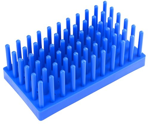 stonylab Kunststoff-Reagenzglasständer, Tropfen-Stil, Säulenhalter zum Trocknen und Aufbewahren von Reagenzgläsern, 66 Säulen, 1er-Pack, Blau