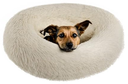 Quantum Interior by Maxland Haustierkissen, rundes Hundebett, Hundekorb, Donut, extra weiches Hundekissen, Kuschelbett für Haustiere, weiche Unterlage für Hunde ca 60 cm