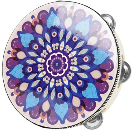 ifundom Tamburello Portatile 8 Pollici Viola Con Una Serie Di Sonagli, Strumento Musicale a Percussione Leggero Per Adulti e Ragazzo Ragazza, Tamburo a Percussione Manuale Per Danza e Performance