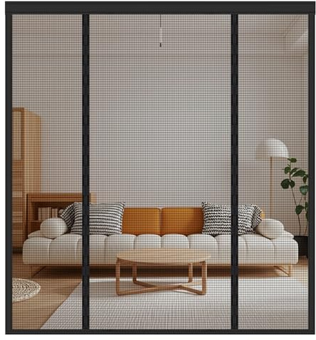 Tenda Zanzariera Magnetica Porta Anti Zanzare, Sinistro Destro due Laterale Apertura Facile, Rete Fine, per Porte Finestre per Balcone Chiusura Automatica, Zanzariera con Calamita, Nero/160x240cm