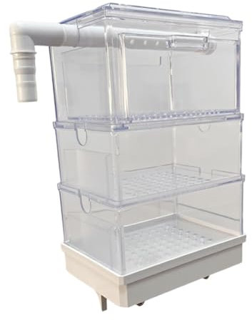 HGZLQKD Aquarium Hang on Filter Box Drawer Filter Box Quiet with Drawer Drip Tray Accessory Overflow Pipe Filter Filtration System, Three Layer