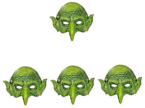 ibasenice 4stücke Witch Mask Für Halloween Grüne Halbmaske Mit Elastischem Band Realistische Hexenmaske Für Karneval Und Kostümpartys Schauriger Look Für Unvergessliche Feiern