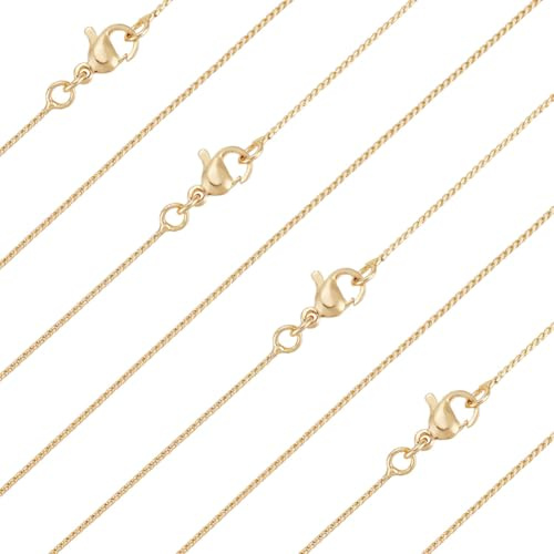 Beebeecraft 1 scatola 6 pezzi Catena Serpentina per Donna Collana A Catena A Serpente In Ottone Placcato Oro 18K 17.72 pollice (450mm)