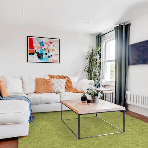 FVVRAX Flauschiger Hochflor Teppich 120x180 cm Grün | Extra weicher Shaggy Teppich rutschfest für Wohnzimmer Schlafzimmer | Kuscheliger Bodenteppich für Kinder Haustiere