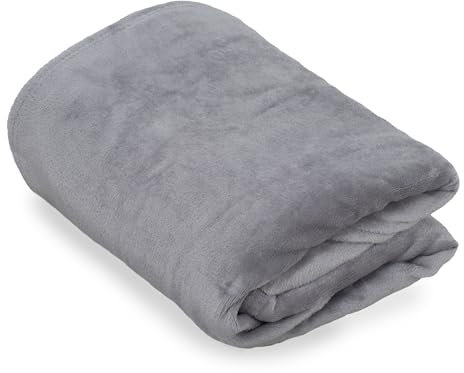 MOPAREL Manta Lisa Sedalina 130x160cm Súper Suave y Cálida. Muy Ligera y Confortable para Cama Sofá y Sillón. Cobertor 100% Poliéster. Calidad 250g/m². Color Gris Claro