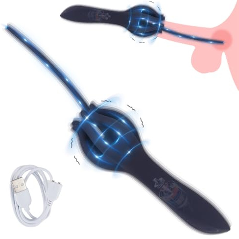 GKLWEJ Harnröhrenvibrator Männer, 2-IN-1 Penis Vibrator & Dilator Harnröhre Vibration mit 30 Vibrationmodi, Elektrische Eichelvibrator, Prostata Stimulation Männer, Sexspielzeug für Männer Extreme