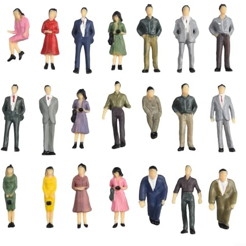 50 Stück Miniaturfigur, Modell Menschen Figuren Passagiere Zug Landschaft 1:50 Maßstab Gemischte Farbe Pose Miniaturfiguren für Modelleisenbahn Layout Diorama