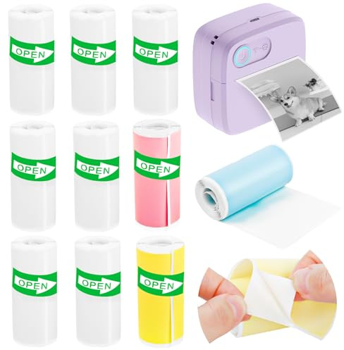 10 Rollen Mini-Drucker Aufkleberpapier, Thermopapier für Kinder Sofortbildkameras, Selbstklebend für Kinderkamera und Fotos, Notizen