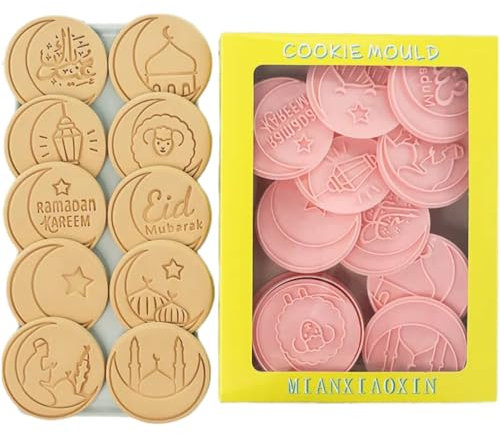 Keuyeo Ramadan Keksausstecher Set 10 Teile/Satz Ramadan Ausstecher Eid Mubarak Keksform Ramadan Keksstempel Eid Backwerkzeug