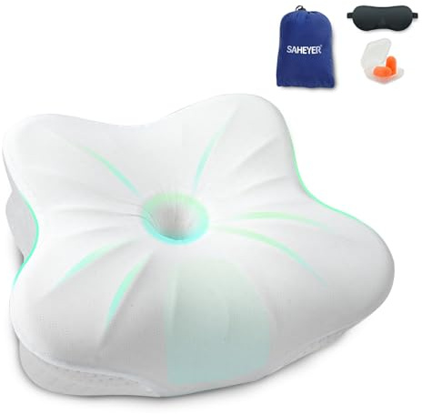 SAHEYER Memory Foam Camping Pillow, Travel Pillows for Sleeping, Neck Support Camping Gear Accessories - Small Pillow Travel Essentials for Sleeping, Backpacking, Hammock, White