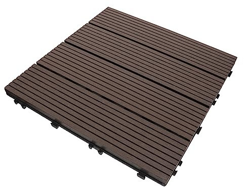 jojofuny Dalles de Terrasse Composite en Bois et Plastique, Revêtement de Sol Emboîtable Extérieur, Résistant à L’humidité, Pose Facile, Jardin et Cour