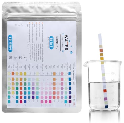 RUNYU 50 Stück 16in1 Trinkwasser Teststreifen Wasserhärte Wassertester | Trinkwassertest Einfache Überprüfung Der Wasserqualität, Wasserteststreifen mit Härte, Blei, Eisen, Kupfer