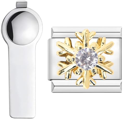 VLYX Personalisierter goldener Mini-Kreaturen-Anhänger, mit Installationswerkzeug, 9 mm italienischer Gliederanhänger aus Edelstahl