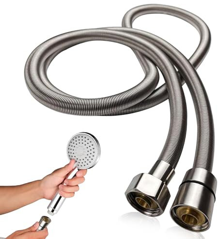 Shower Hose 2m, Stainless Steel Shower Pipe Standard G1/2 Universal Anti Kink Shower Hoses Flexible Long Showers Hose for Bath Taps