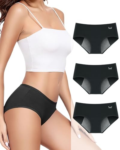 RUIXUE Period Pants for Women Cotton Menstrual Underwear Period Knickers Heavy Flow Postpartum Leakproof Knickers Extra Protection Pack of 3