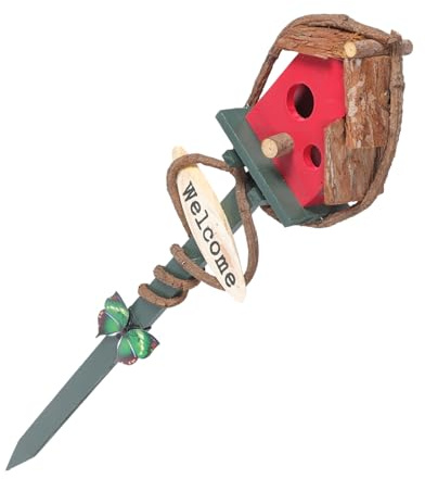 ifundom Garden Bird House Stake Outdoor Bird Nest Decor for Lawn Durable Garden Ornament Brighten Your Backyard for Gardeners Double Design Random Color