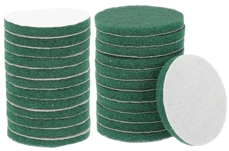 sourcing map 24pcs Scrubber Scouring Pads 180 Grits 4 Inch Drill Power Brush Hoop and Loop Surface Conditioning Disc Drill Scuffing Disc Scrub Pads for Home Kitchen Cleaning, Green