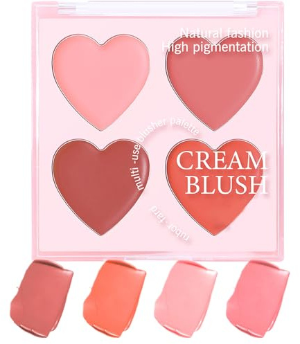 Del Blush, 4 Colori Faccurgo, Blush Di Crema Di Lunga Durata, 4 Di Fard Cremose In Una, Finitura Naturale Con Alta Pigmentazione, 6,4 G, Per Cosmetici